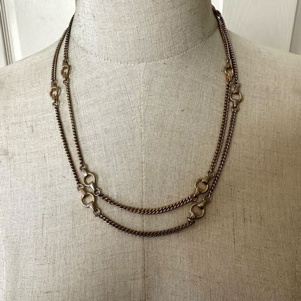 Monet vintage gold tone long chain necklace
